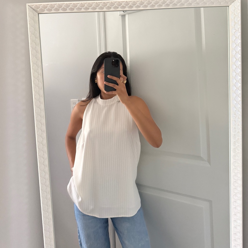 Ann Taylor Cream Striped Blouse